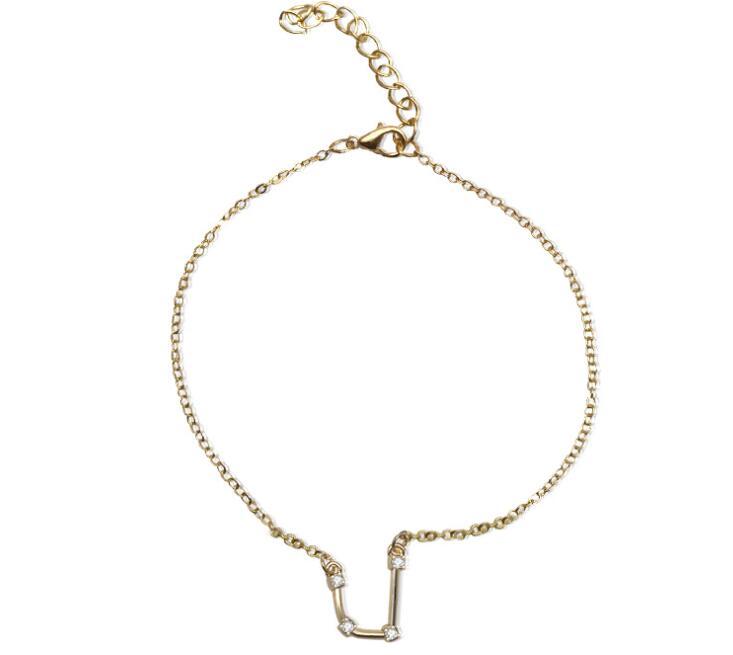 Starluxe Zodiac Crystal Charm Bracelet – 12 Constellation Edition (Gold-Tone Chain)