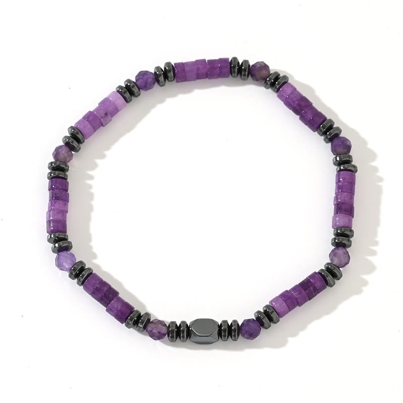 Buddha Stones Amethyst Hematite Spiritual Awareness Bracelet