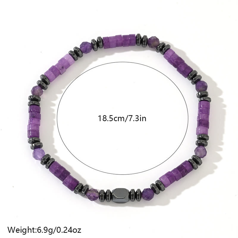 Buddha Stones Amethyst Hematite Spiritual Awareness Bracelet