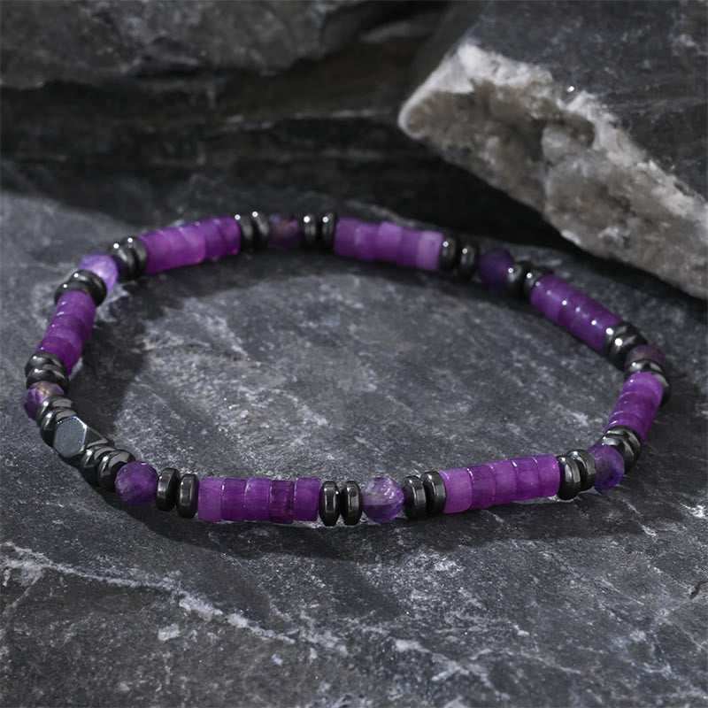 Buddha Stones Amethyst Hematite Spiritual Awareness Bracelet