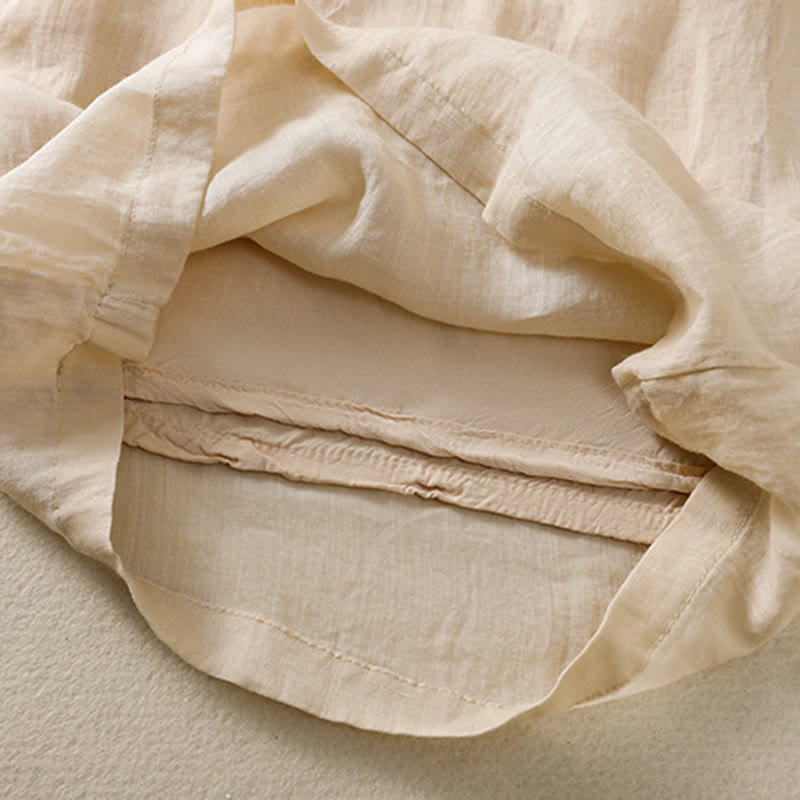 Buddha Stones Commute Embroidery Drawstring Women's Cotton Wide Leg Pants With Pockets