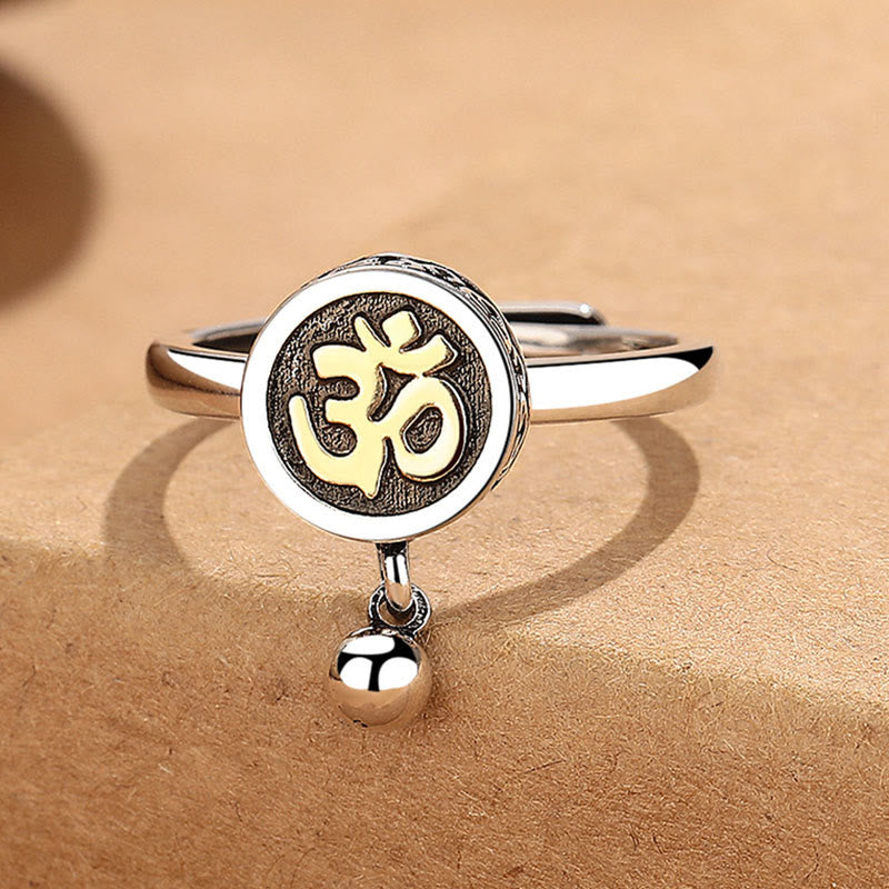 Buddha Stones Natural Om Symbol Adjustable Wealth Men's Ring