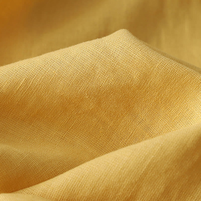 Buddha Stones Casual Plain Ruffled Hem Crew Neck Tie Women's Polyester T-shirt