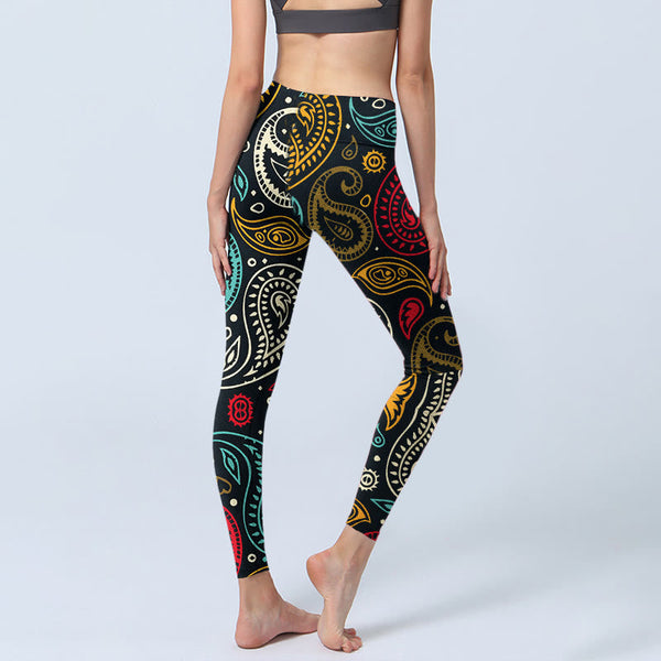 Buddha Stones Colorful Paisley Print Gym Leggings Women's Yoga Pants
