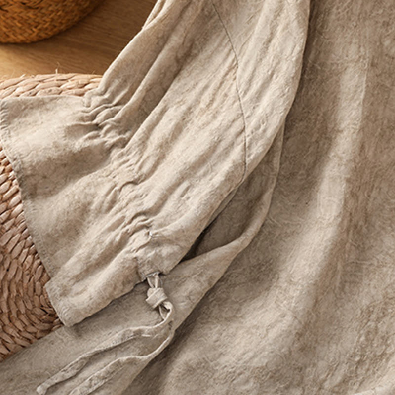 Buddha Stones Casual Crew Neck Women's Lace-up Half Sleeve Shirt