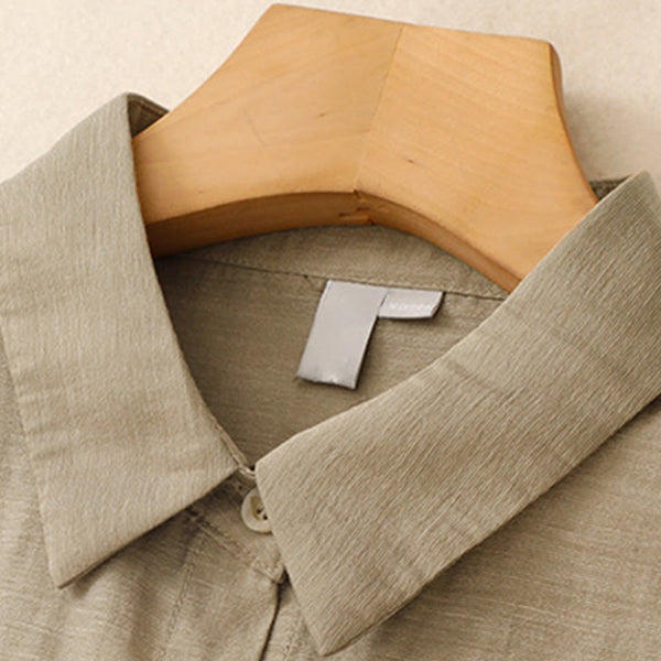 Buddha Stones 2Pcs Shirt Top 7-8 Length Skirt With Pockets Cotton Linen Clothing Women's Set