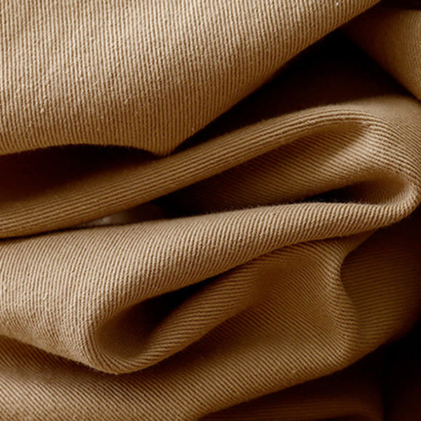 Buddha Stones Commute Pure Color Button Design Lapel Cotton Midi Dress