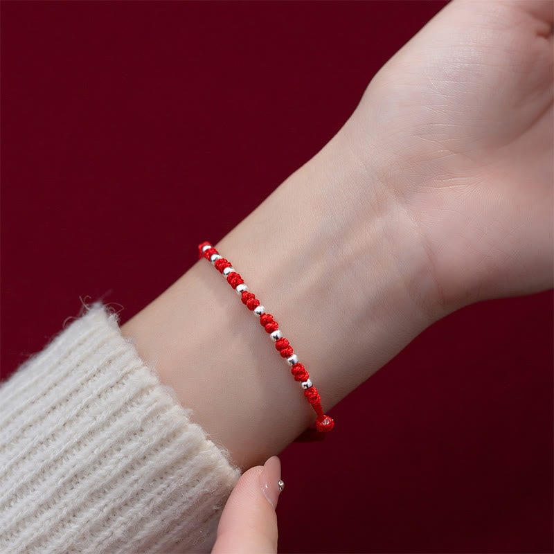 Buddha Stones 925 Sterling Silver Beads Red String Adjustable Luck Bracelet