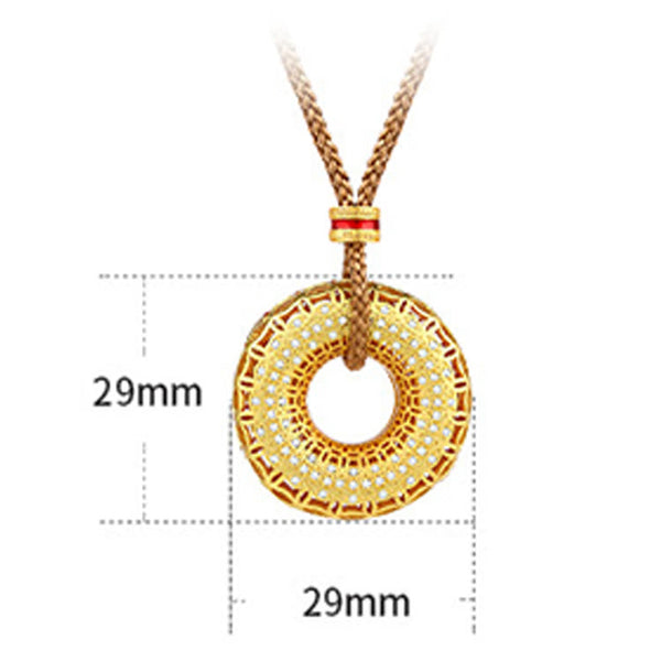 Buddha Stones Copper Coin Pattern Peace Buckle Copper Auspicious Necklace Pendant