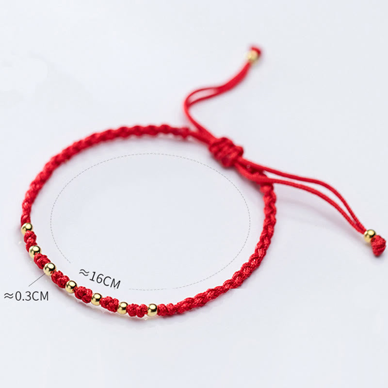 Buddha Stones 925 Sterling Silver Plated Gold Beads Red String Braided Protection Bracelet