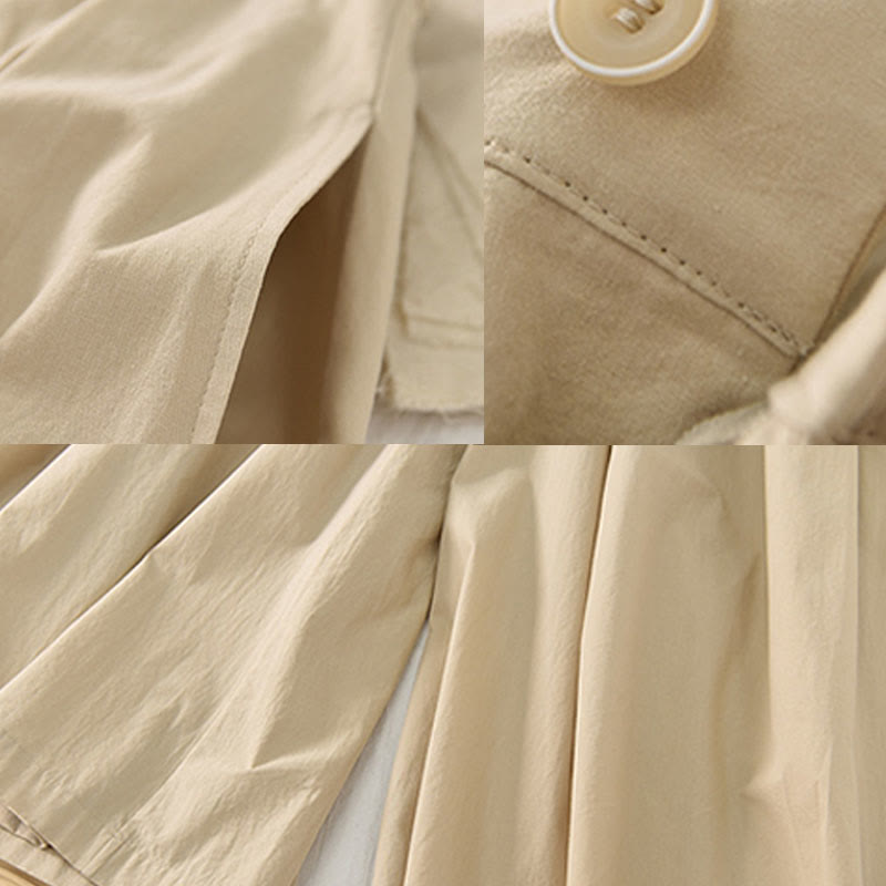 Buddha Stones Casual Plain Loose Cotton Women's Wide Leg Pants With Pockets