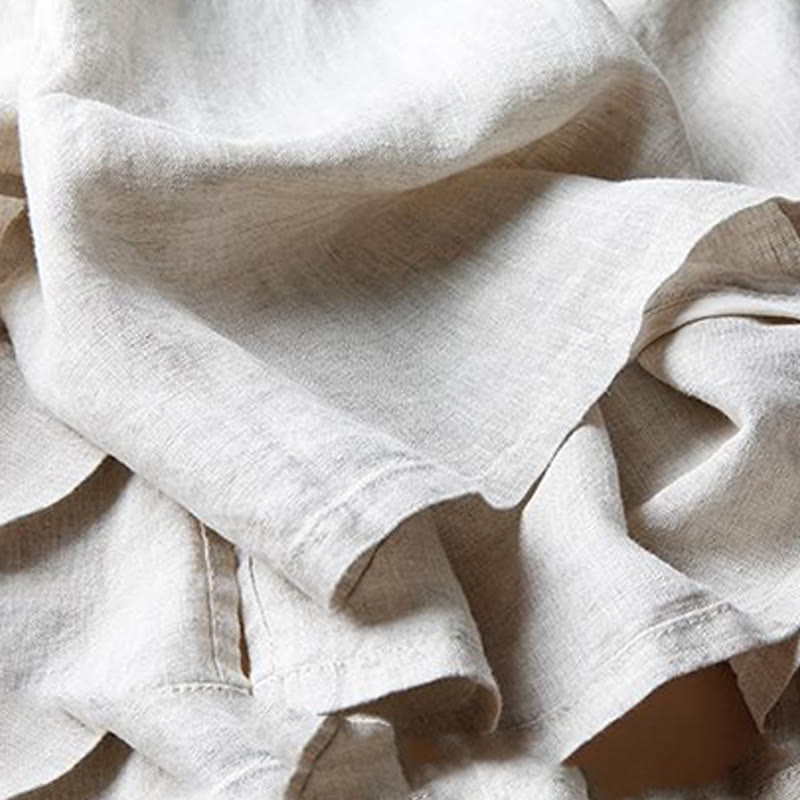 Buddha Stones Casual Cotton Slit Hem Women's 7-8 Length Wide Leg Pants With Pockets