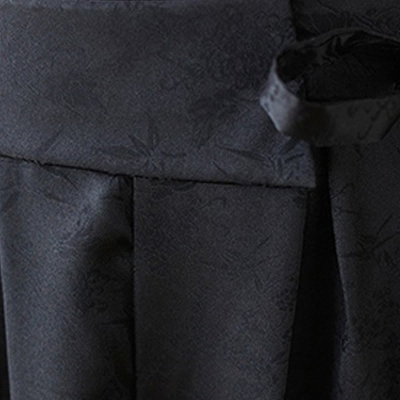 Buddha Stones Casual Jacquard Lace-up Cotton Women's Wide Leg Pants With Pockets