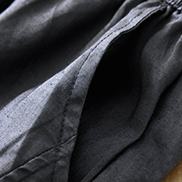 Buddha Stones Casual Plain Cropped Pants Women's Cotton Linen Harem Pants With Pockets