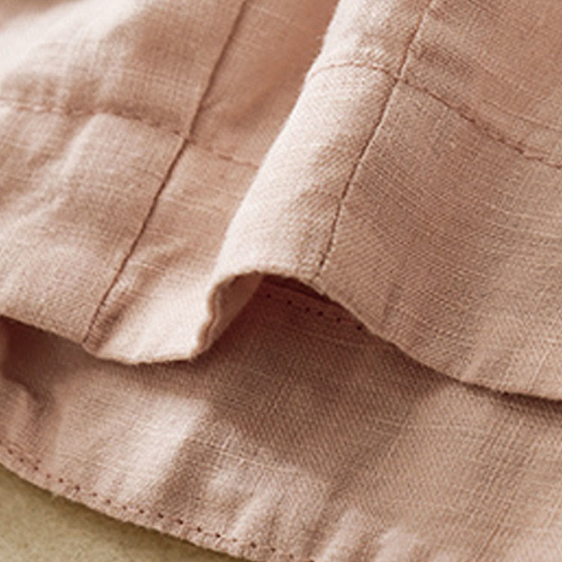 Buddha Stones Casual Plain Cropped Pants Women's Cotton Linen Harem Pants With Pockets