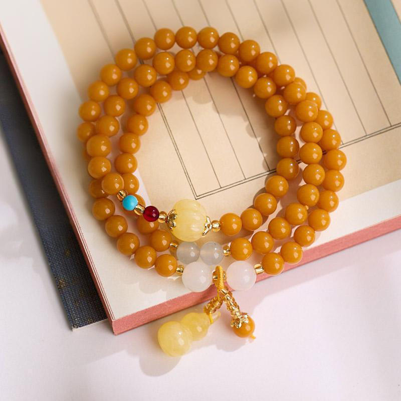 Buddha Stones Amber Gourd Multilayer Confidence Bracelet