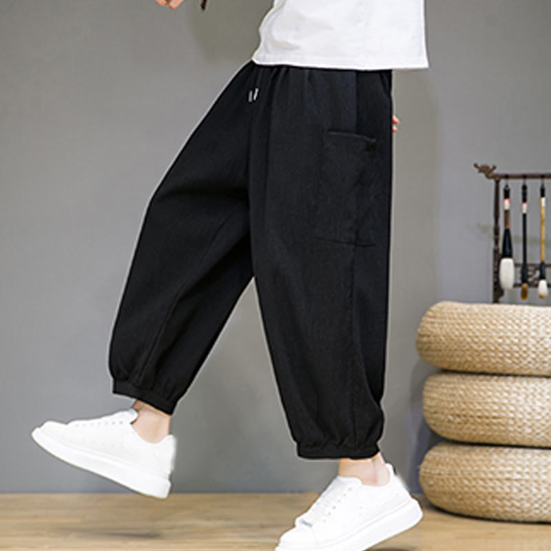 Buddha Stones Casual 7-8 Length Cropped Men's Harem Pants With Side Pockets