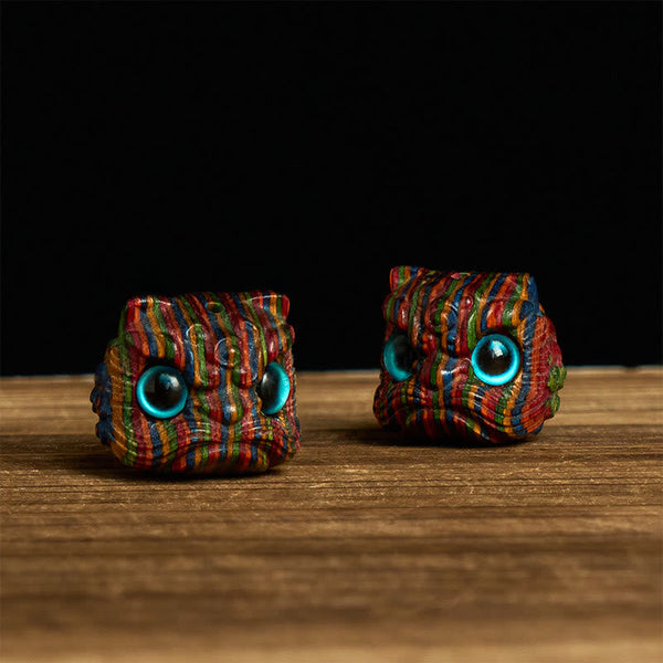 Buddha Stones 2Pcs Mini Rainbow Eucalyptus Dancing Lion Carved Balance Decoration