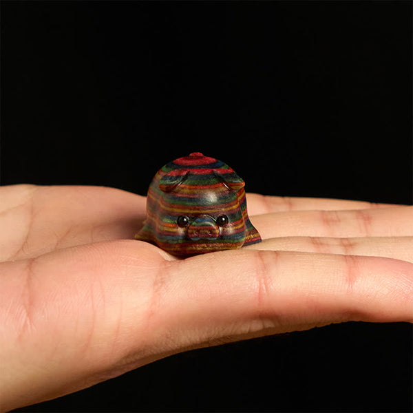 Buddha Stones 2Pcs Mini Rainbow Eucalyptus Pig Carved Positive Decoration