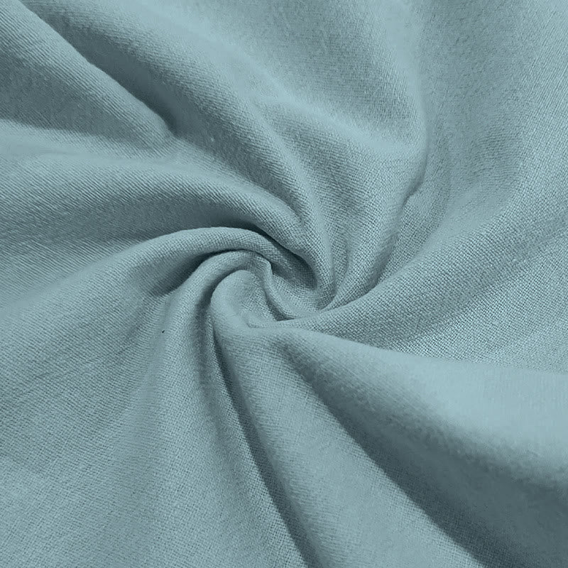 Buddha Stones Casual Plain Color Buttons Men's Cotton Pants With Pockets