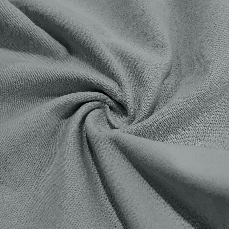 Buddha Stones Casual Plain Color Buttons Men's Cotton Pants With Pockets