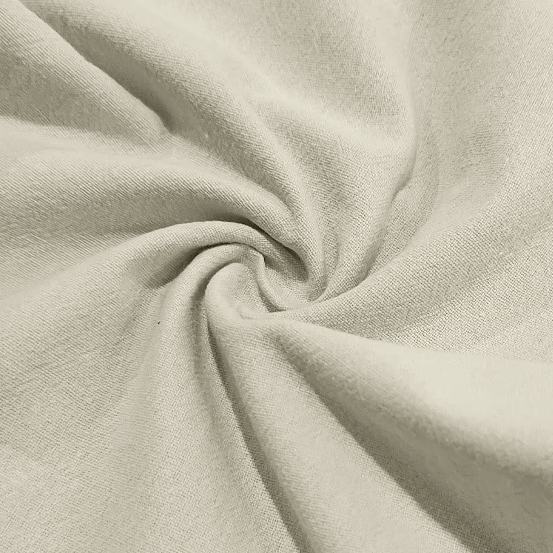 Buddha Stones Casual Plain Color Buttons Men's Cotton Pants With Pockets