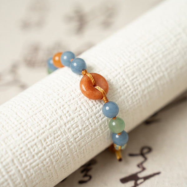 Buddha Stones Colored Aventurine Peace Buckle Cure Bracelet