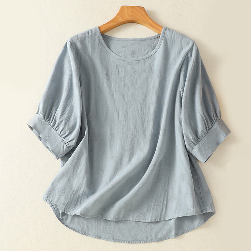 Buddha Stones 2pcs Plain Women's Short Sleeve Shirt Harem Pants Meditation Clothing Set