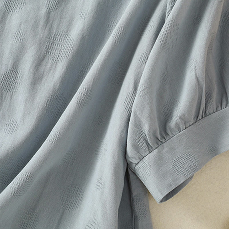 Buddha Stones 2pcs Plain Women's Short Sleeve Shirt Harem Pants Meditation Clothing Set