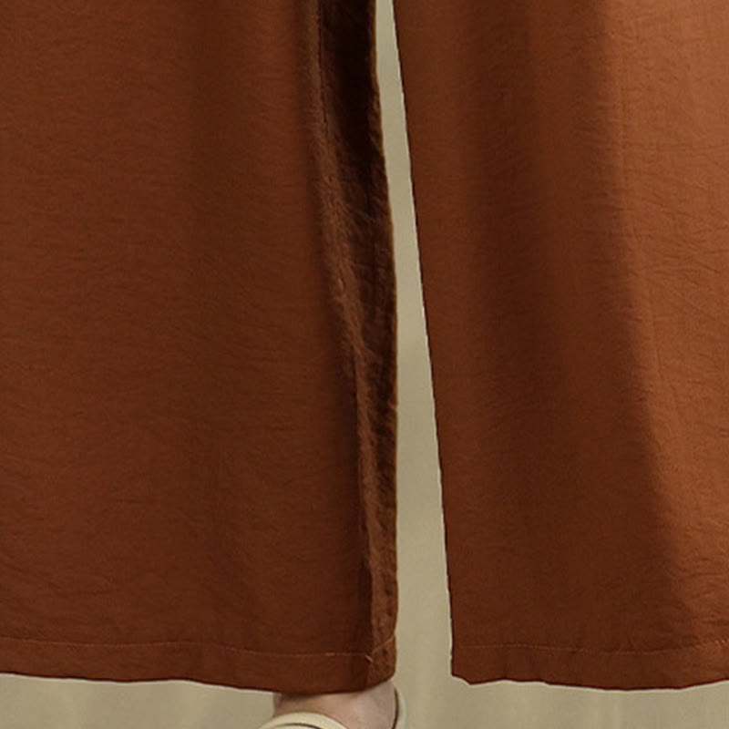 Buddha Stones 2pcs Casual Women's Stand Collar Shirt Loose Pants Meditation Clothing Set