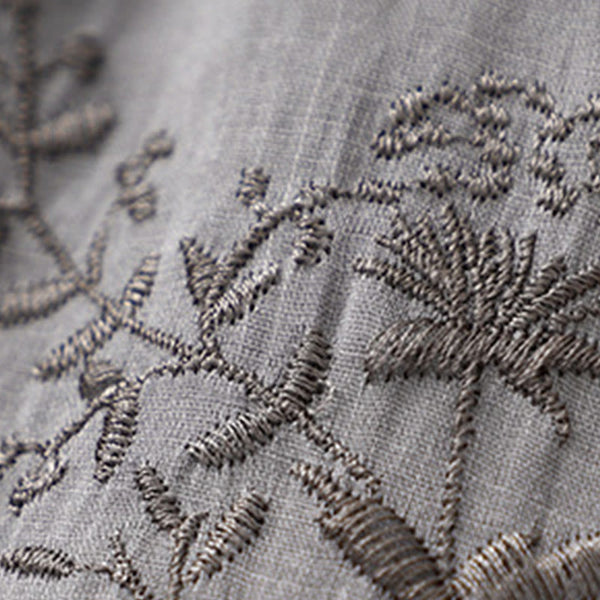 Buddha Stones Embroidered Pattern Women's Cotton Linen Harem Pants With Pockets