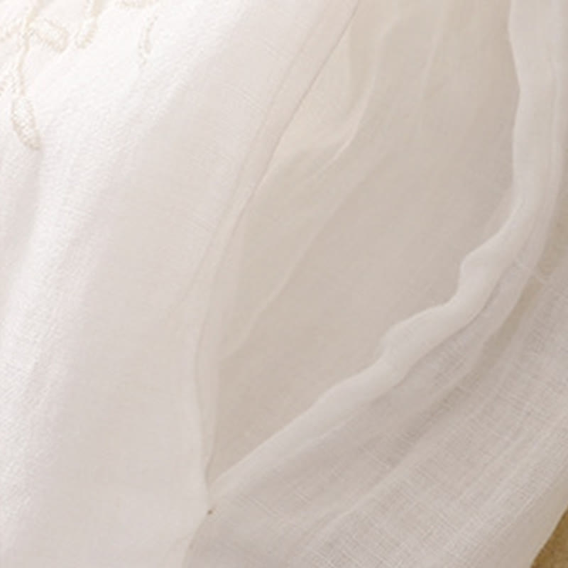 Buddha Stones Embroidered Pattern Women's Cotton Linen Harem Pants With Pockets