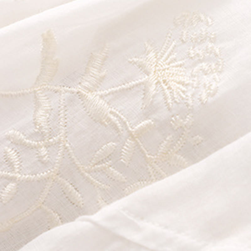 Buddha Stones Embroidered Pattern Women's Cotton Linen Harem Pants With Pockets