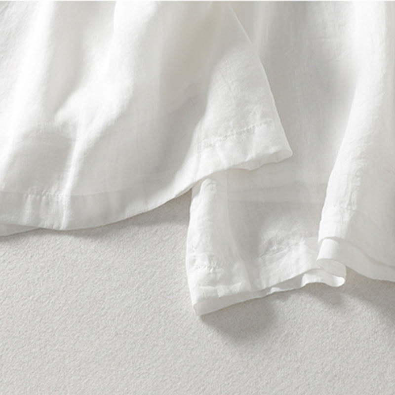 Buddha Stones Casual Drawstring Cotton Linen Ankle-Length Women's Wide Leg Pants With Pockets