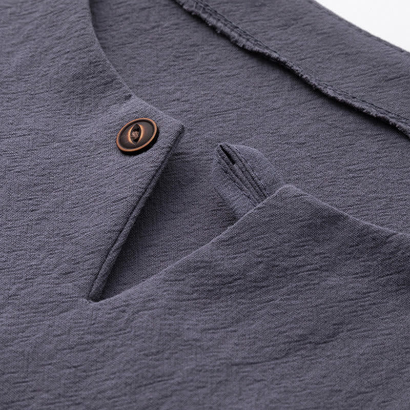 Buddha Stones 2Pcs Chinese Characters Crane Cotton Shirt Pants With Pockets Men's Meditation Cloth Set