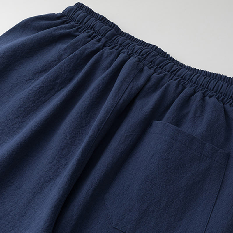 Buddha Stones 2Pcs Chinese Characters Crane Cotton Shirt Pants With Pockets Men's Meditation Cloth Set