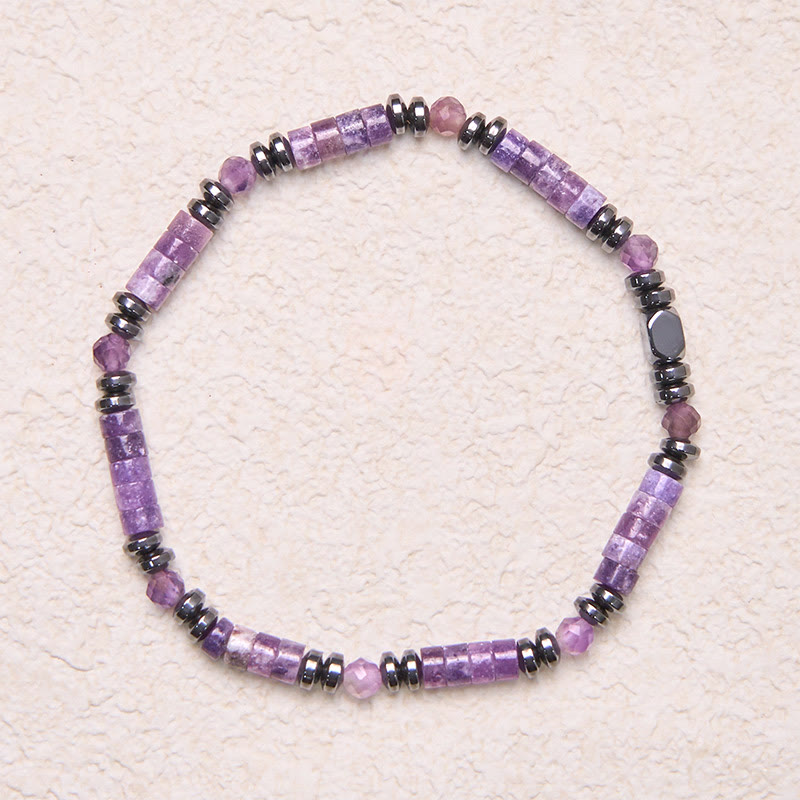 Buddha Stones Amethyst Hematite Spiritual Awareness Bracelet