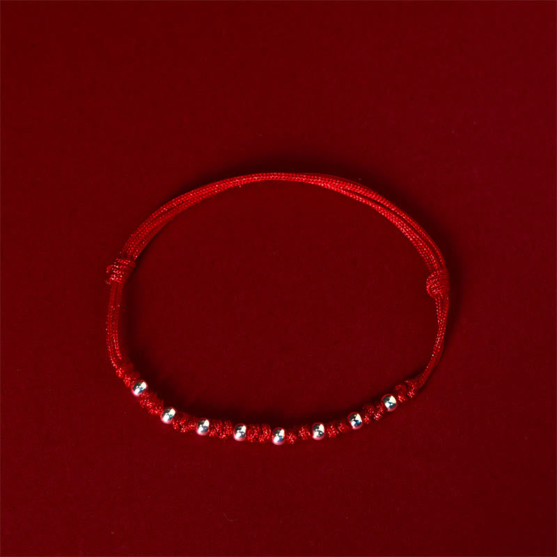 Buddha Stones 925 Sterling Silver Beads Red String Adjustable Luck Bracelet