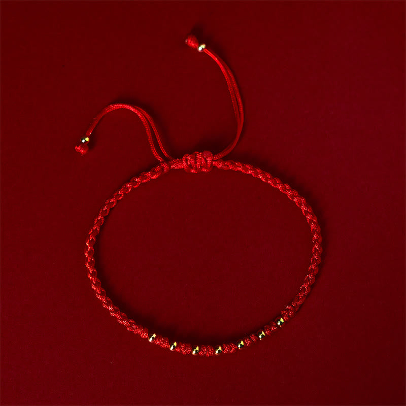 Buddha Stones 925 Sterling Silver Plated Gold Beads Red String Braided Protection Bracelet