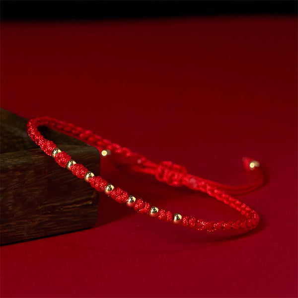 Buddha Stones 925 Sterling Silver Plated Gold Beads Red String Braided Protection Bracelet