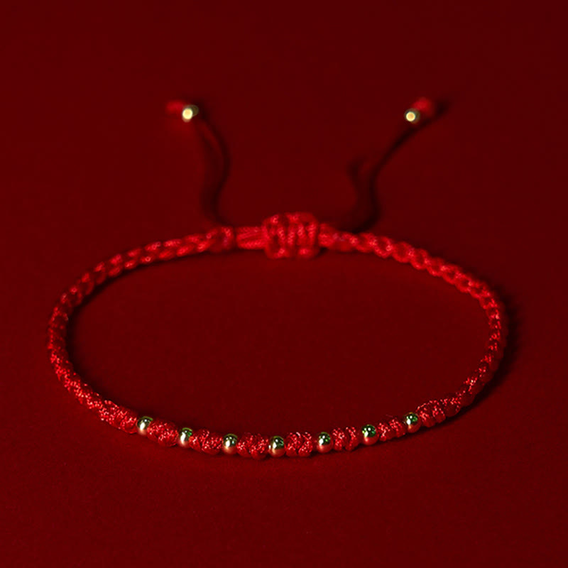 Buddha Stones 925 Sterling Silver Plated Gold Beads Red String Braided Protection Bracelet