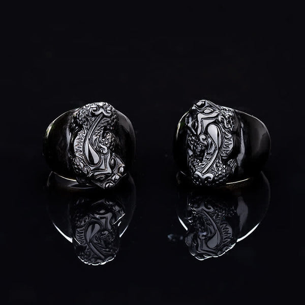 Buddha Stones FengShui PiXiu Black Obsidian Strength Ring