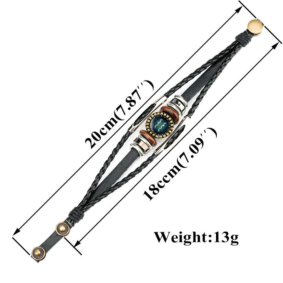 AstroWeave Multilayer Zodiac Leather Bracelet – Unisex Braided Edition