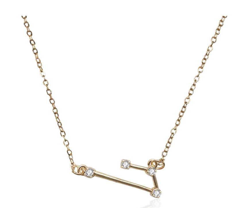 Starluxe Zodiac Crystal Charm Bracelet – 12 Constellation Edition (Gold-Tone Chain)